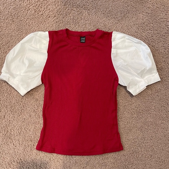 SHEIN Puff Sleeve Form Fitting Knitted Tee - Picture 2 of 9